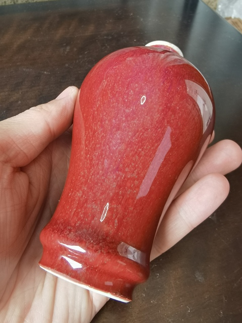古玩陶瓷清中晚期 紅釉梅瓶真品鑒賞圖
