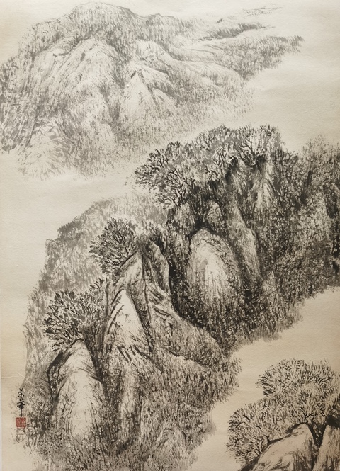 古玩字畫中美協(xié)會(huì)員陜西國畫院專職畫家沈榮華山水拍賣,當(dāng)前價(jià)格899元