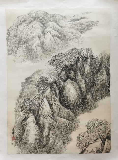 古玩字畫中美協(xié)會(huì)員陜西國畫院專職畫家沈榮華山水拍賣,當(dāng)前價(jià)格899元