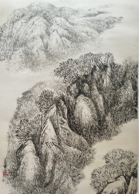 古玩字畫中美協(xié)會(huì)員陜西國畫院專職畫家沈榮華山水拍賣,當(dāng)前價(jià)格899元