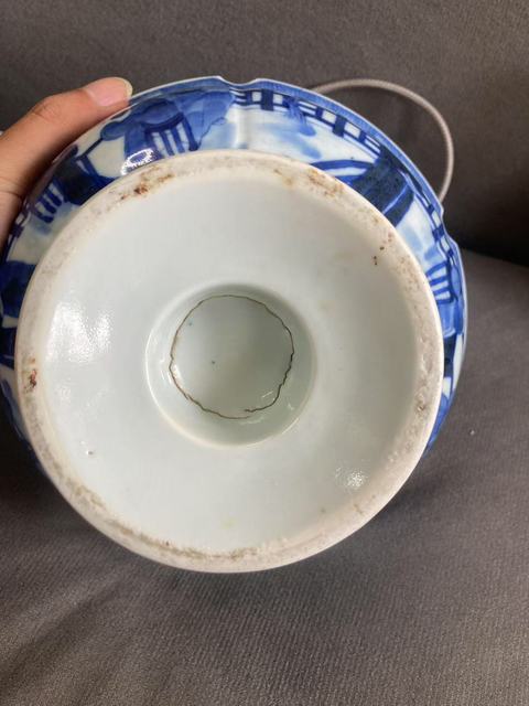 古玩陶瓷青花人物故事紋高足貢碗真品鑒賞圖