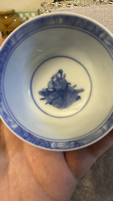 古玩陶瓷西廂記青花碗真品鑒賞圖