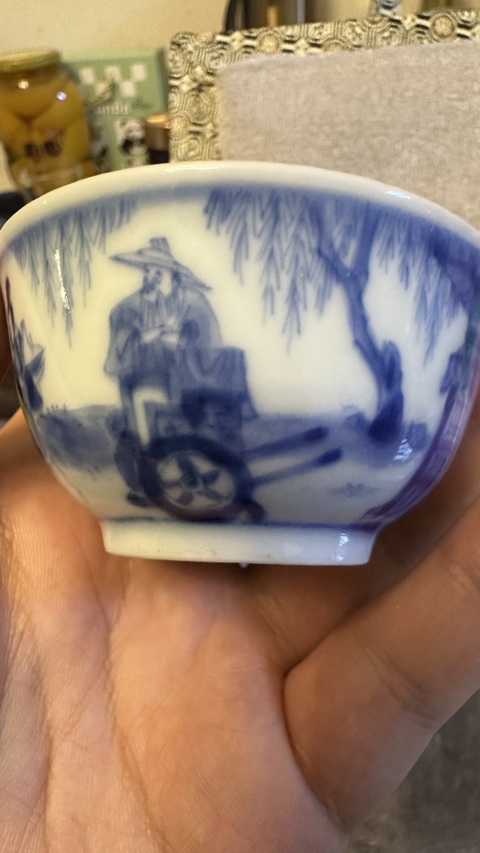 古玩陶瓷西廂記青花碗真品鑒賞圖