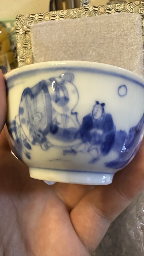 古玩陶瓷西廂記青花碗真品鑒賞圖