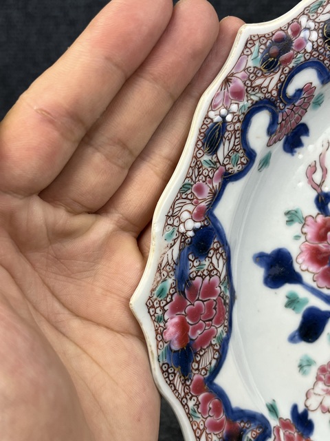古玩陶瓷雍正粉彩花卉紋花口盤拍賣,當前價格2988元