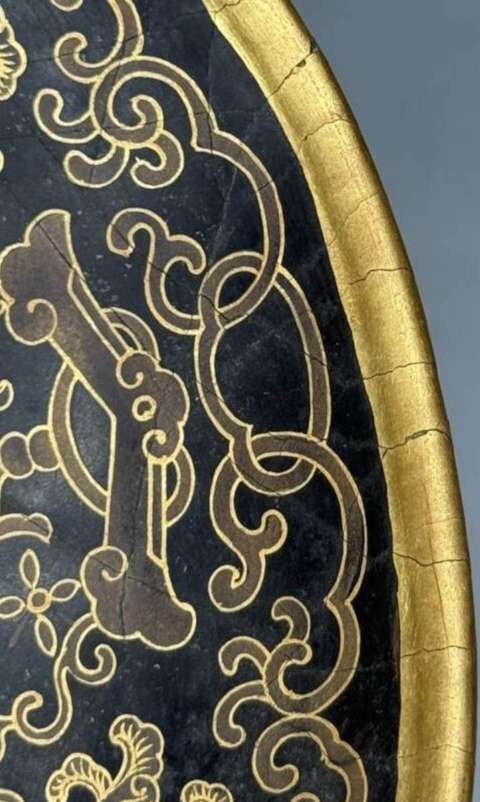 古玩雜項描金梅花盤真品鑒賞圖