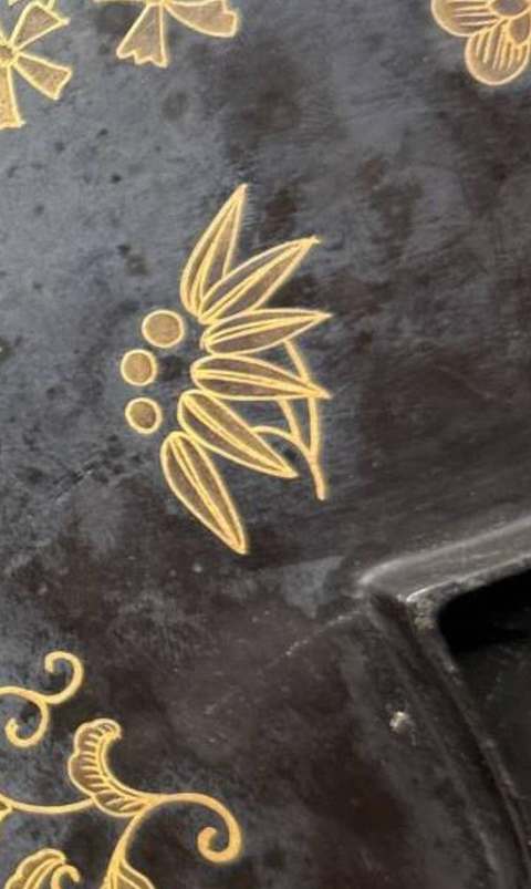 古玩雜項描金梅花盤真品鑒賞圖