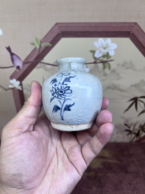 古玩陶瓷青花花卉紋雙系罐真品鑒賞圖