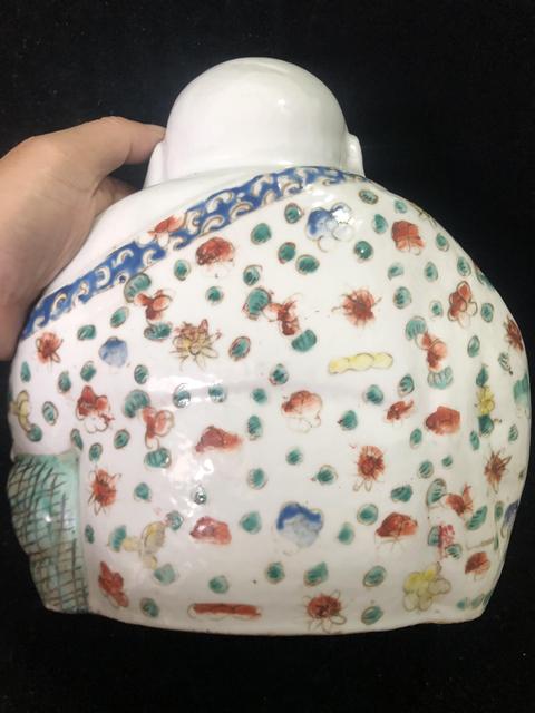 古玩陶瓷粉彩彌勒佛坐像真品鑒賞圖