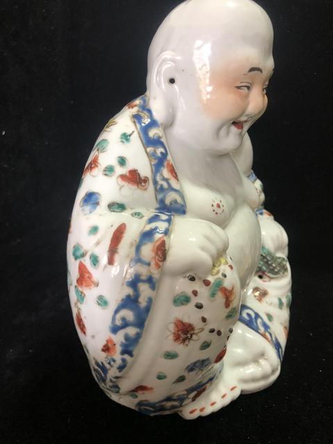 古玩陶瓷粉彩彌勒佛坐像真品鑒賞圖