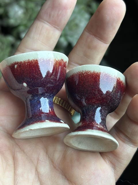 古玩陶瓷窯變釉高足杯真品鑒賞圖