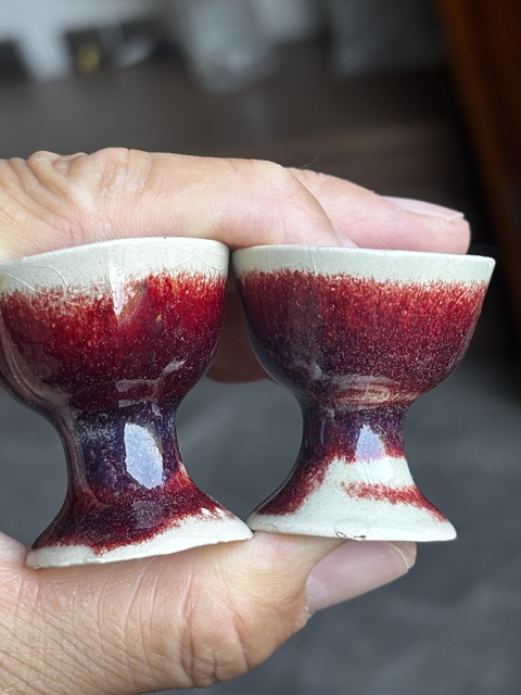 古玩陶瓷窯變釉高足杯真品鑒賞圖