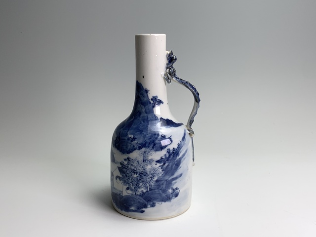 古玩陶瓷清晚期·青花山水風景紋花澆拍賣，當前價格0元