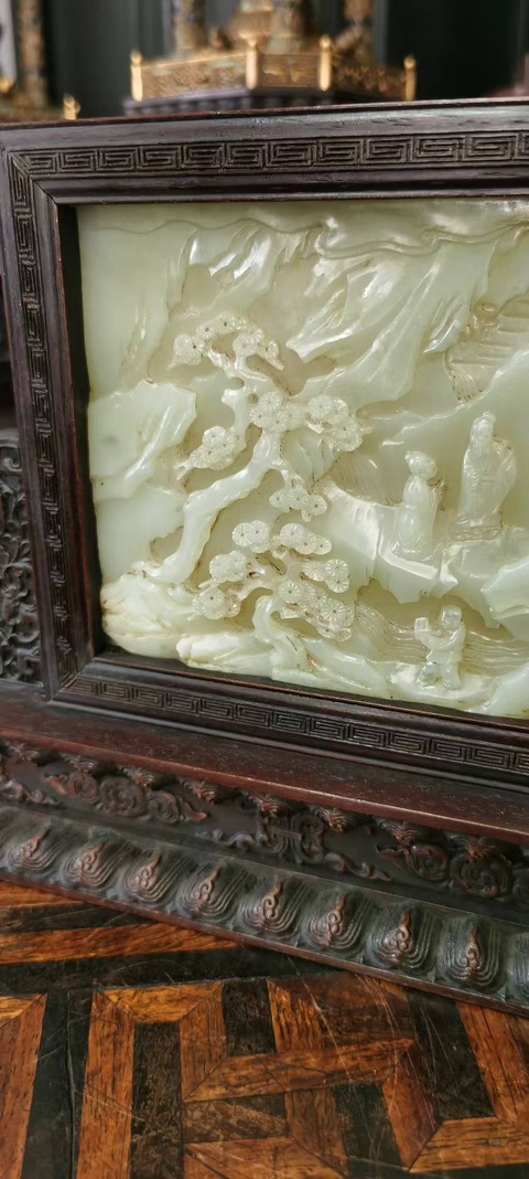 古玩玉器和田玉雕“人物故事”屏風真品鑒賞圖