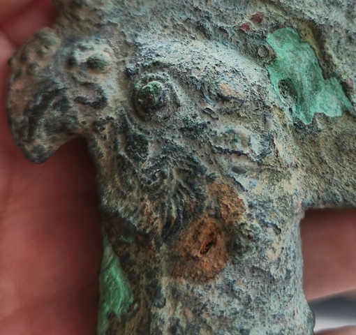 古玩銅器銅鳥首真品鑒賞圖