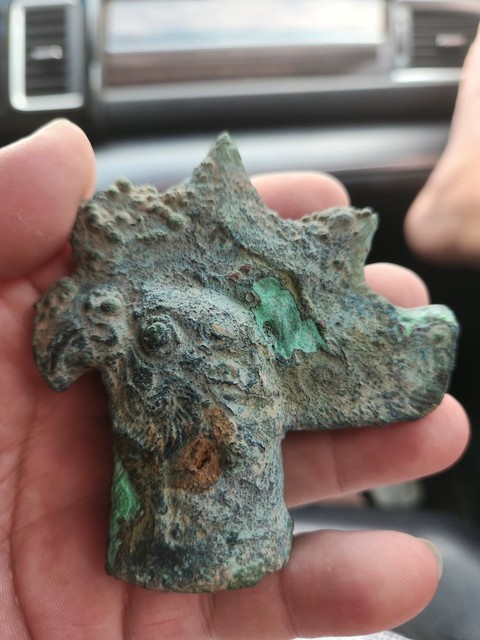 古玩銅器銅鳥首真品鑒賞圖
