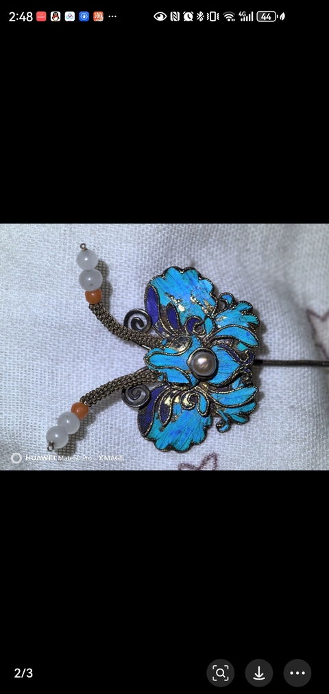 古玩雜項點翠蝴蝶發(fā)簪真品鑒賞圖