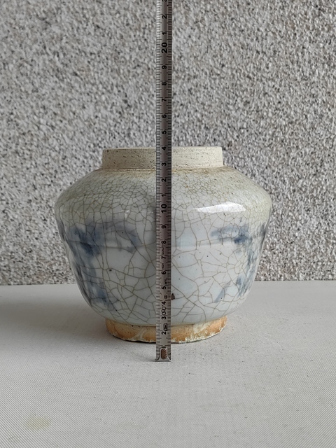 古玩陶瓷哥釉青花花卉紋罐拍賣，當前價格450元