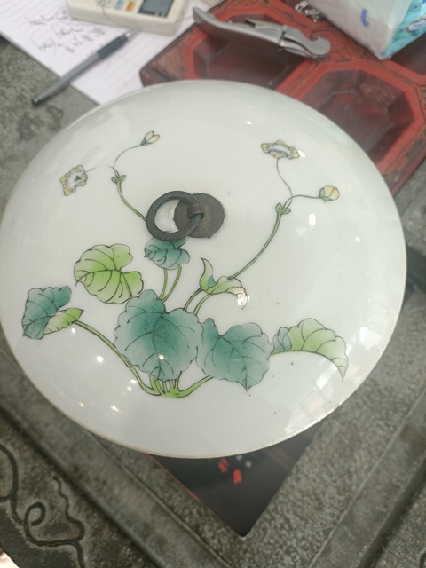 古玩陶瓷花卉紋四系高樁暖鍋真品鑒賞圖