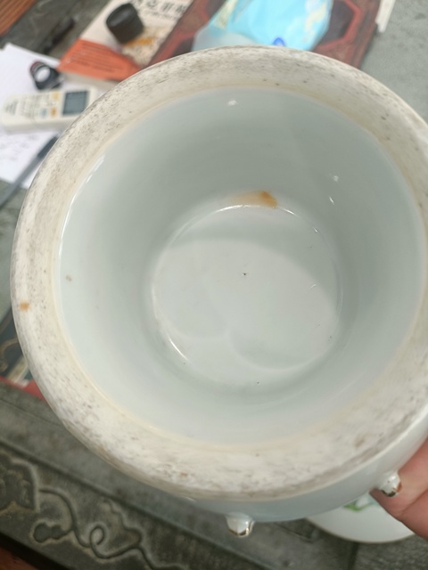古玩陶瓷花卉紋四系高樁暖鍋真品鑒賞圖
