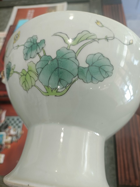 古玩陶瓷花卉紋四系高樁暖鍋真品鑒賞圖