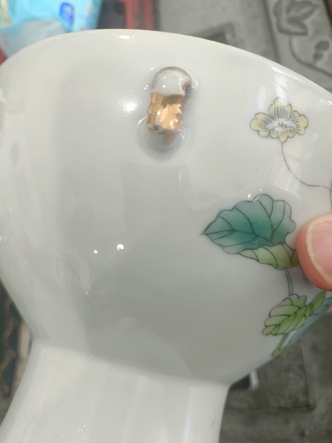 古玩陶瓷花卉紋四系高樁暖鍋真品鑒賞圖