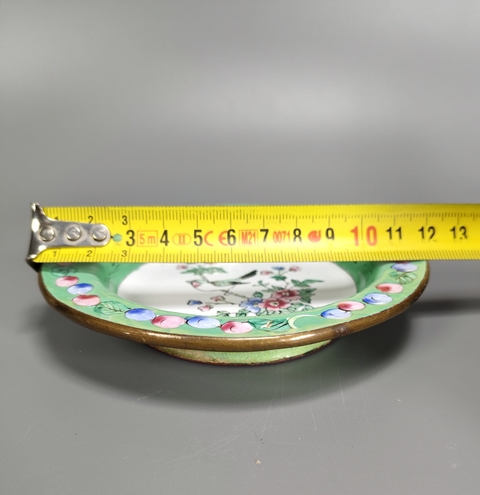 古玩陶瓷銅胎畫琺瑯花鳥紋盤真品鑒賞圖