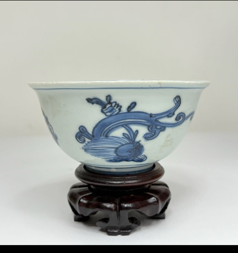 古玩陶瓷青花螭龍紋茶碗真品鑒賞圖
