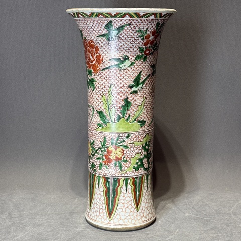 古玩陶瓷五彩花觚真品鑒賞圖