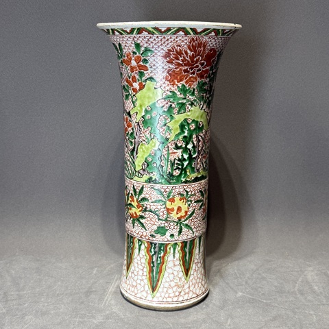 古玩陶瓷五彩花觚真品鑒賞圖