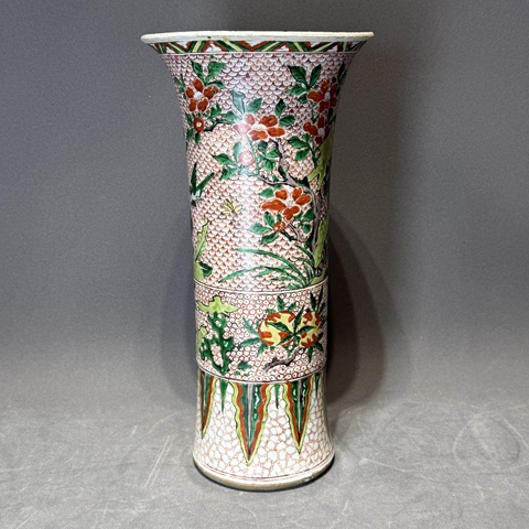 古玩陶瓷五彩花觚真品鑒賞圖