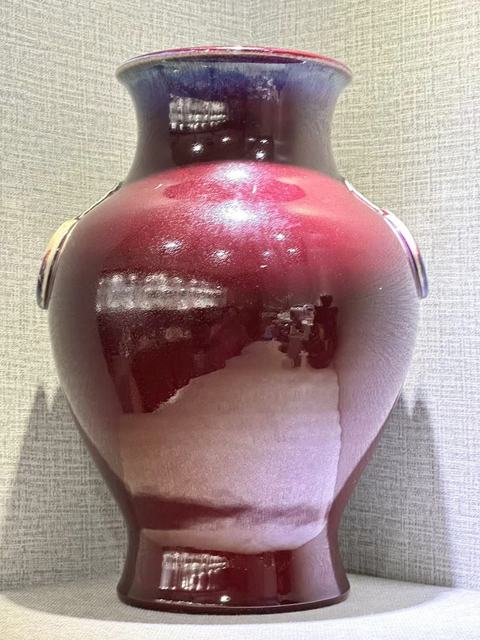 古玩陶瓷鈞紅窯變釉鋪首尊真品鑒賞圖