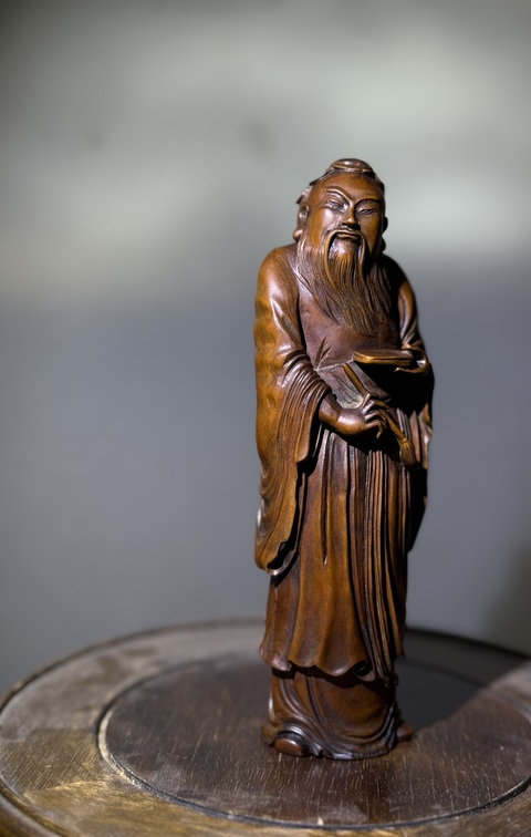 古玩雜項大師級作品·老子木雕像拍賣，當前價格12000元