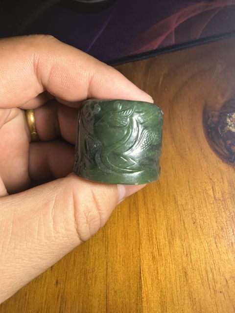 古玩玉器龍紋扳指真品鑒賞圖