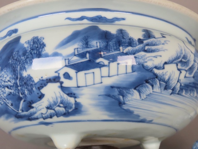 古玩陶瓷青花山水人物香爐真品鑒賞圖