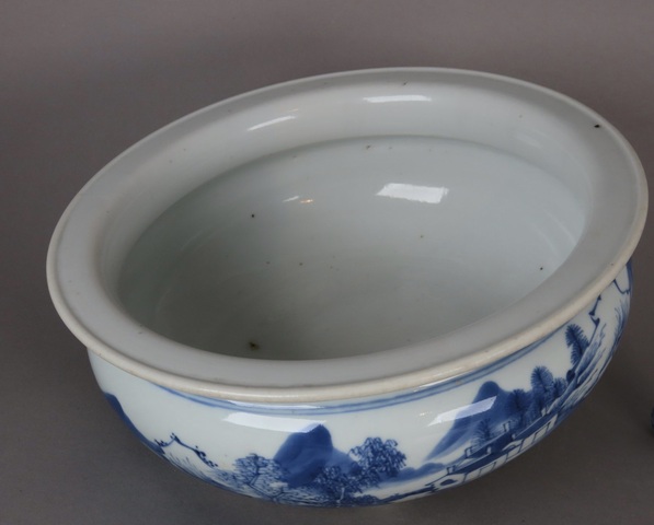 古玩陶瓷青花山水人物香爐真品鑒賞圖