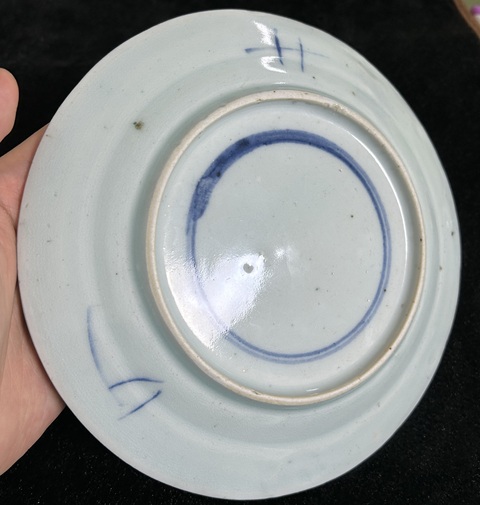 古玩陶瓷青花提籃花卉紋盤真品鑒賞圖
