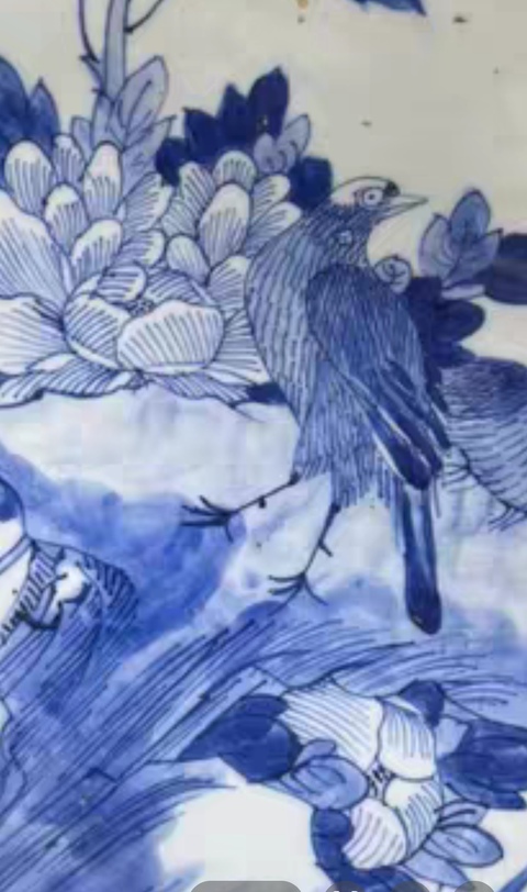 古玩陶瓷花鳥紋青花盤真品鑒賞圖