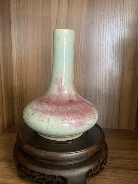古玩陶瓷豇豆紅釉荸薺瓶真品鑒賞圖