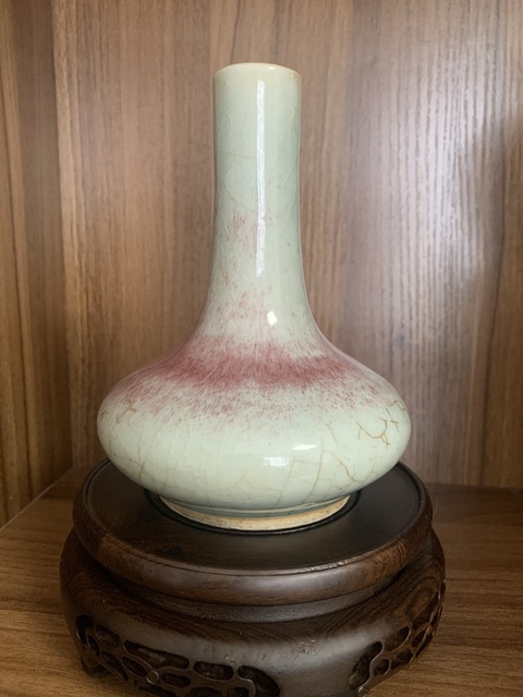 古玩陶瓷豇豆紅釉荸薺瓶真品鑒賞圖