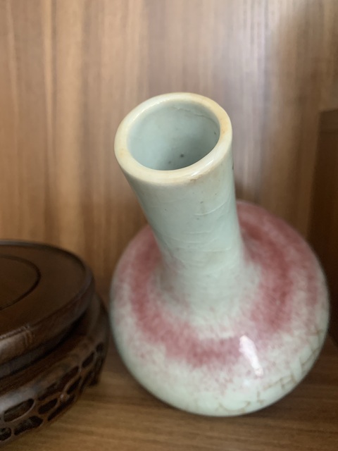 古玩陶瓷豇豆紅釉荸薺瓶真品鑒賞圖