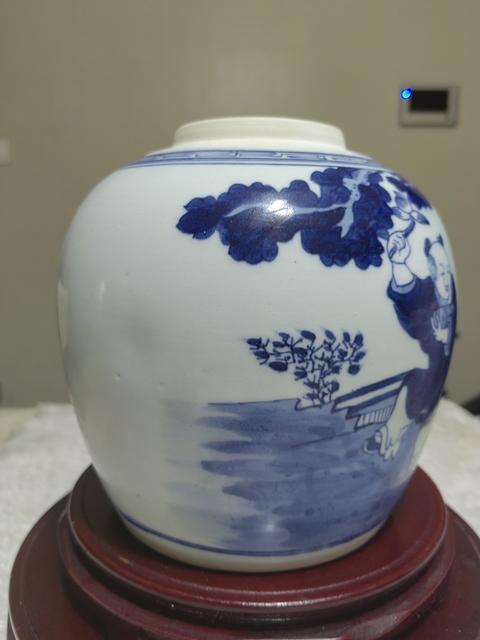 古玩陶瓷清中·青花嬰戲紋罐 真品鑒賞圖