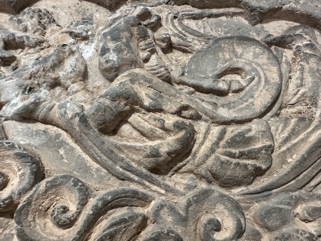 古玩陶瓷天女散花圖磚雕真品鑒賞圖