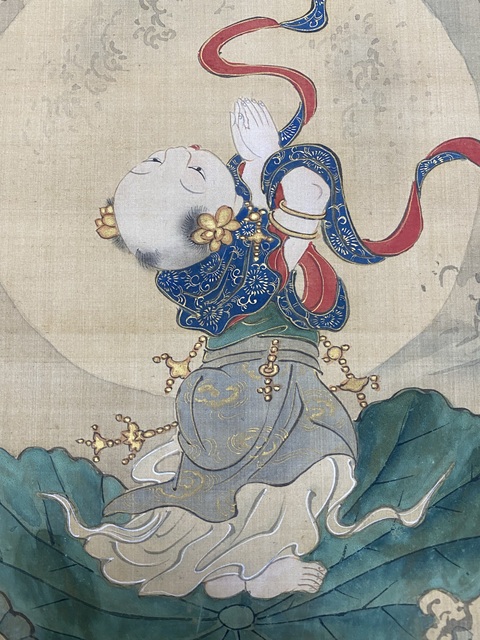 古玩字畫童子觀音真品鑒賞圖