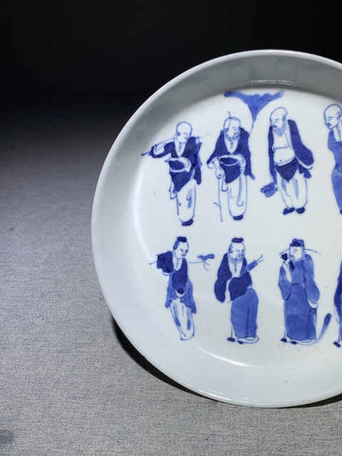 古玩陶瓷青花八仙人物紋盤拍賣,當前價格1500元