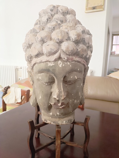 古玩雜項木雕佛首真品鑒賞圖