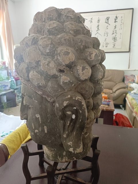 古玩雜項木雕佛首真品鑒賞圖