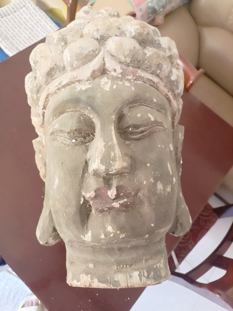 古玩雜項木雕佛首真品鑒賞圖