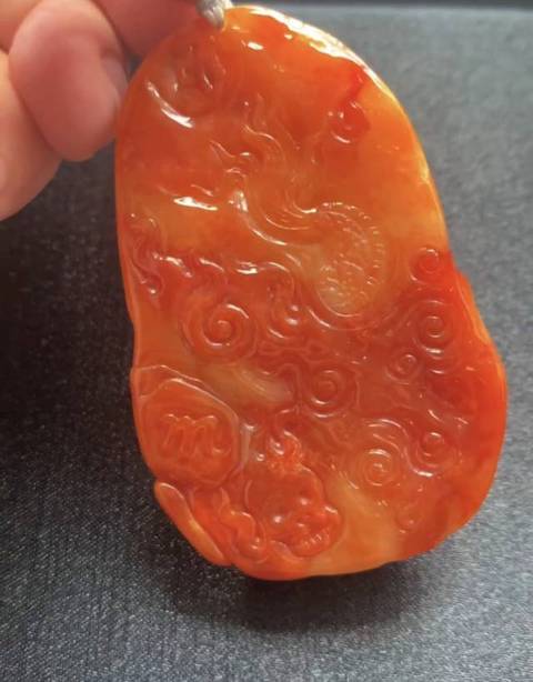 古玩玉器天然翡翠雕“龍紋牌”真品鑒賞圖