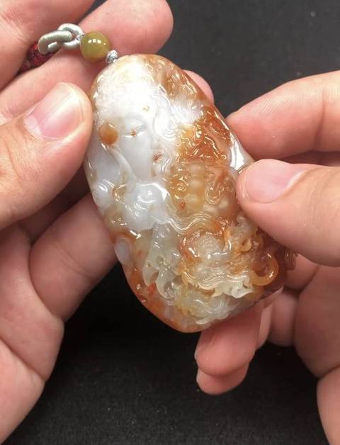 古玩玉器天然翡翠雕“龍紋牌”真品鑒賞圖